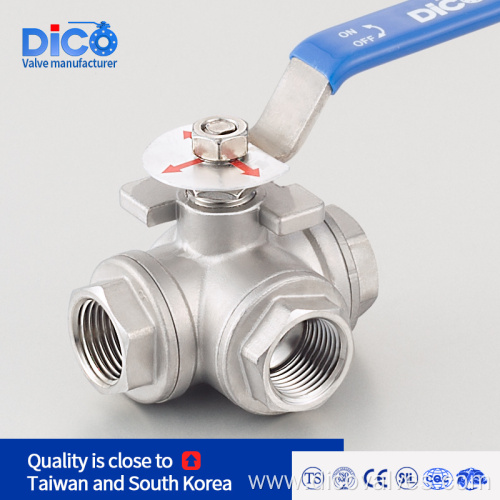 CF8m BSP L/T Port Three Way Ball Valve